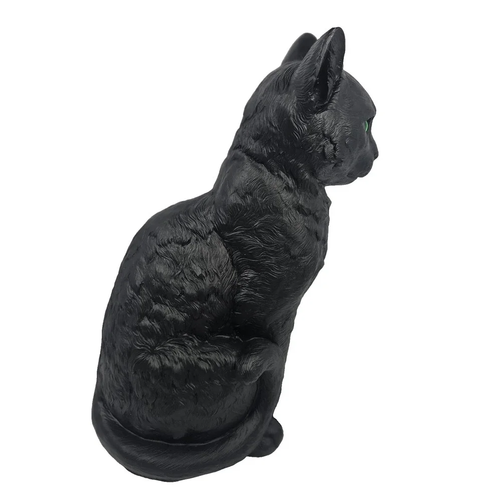Black Cat Figurine 13 Inch Green Eyes Gothic Witch Halloween Statue Decor